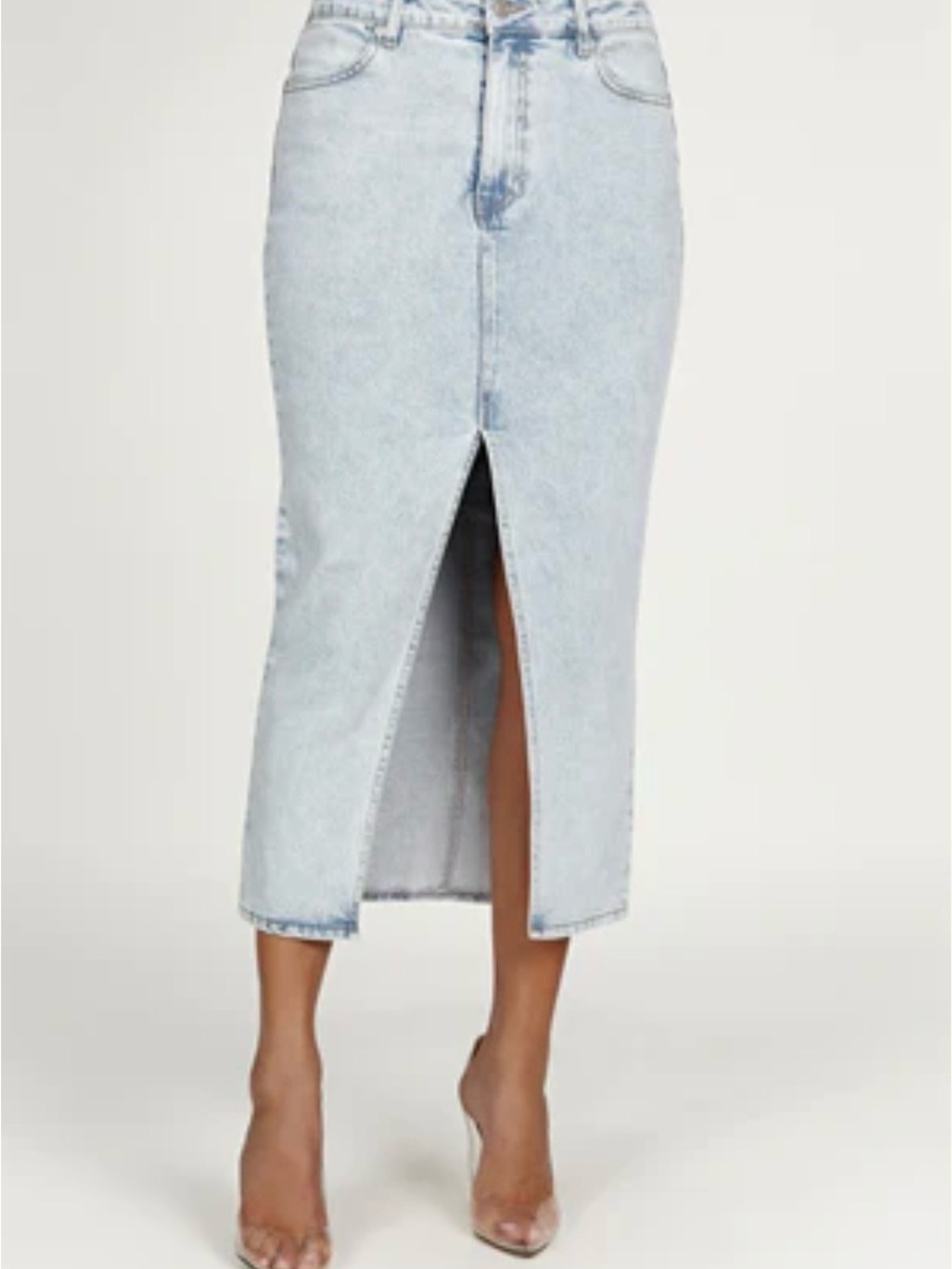 Acacia Denim Midi Skirt - Light Blue